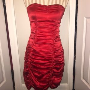 Express Vintage Red Ruche Club Dress